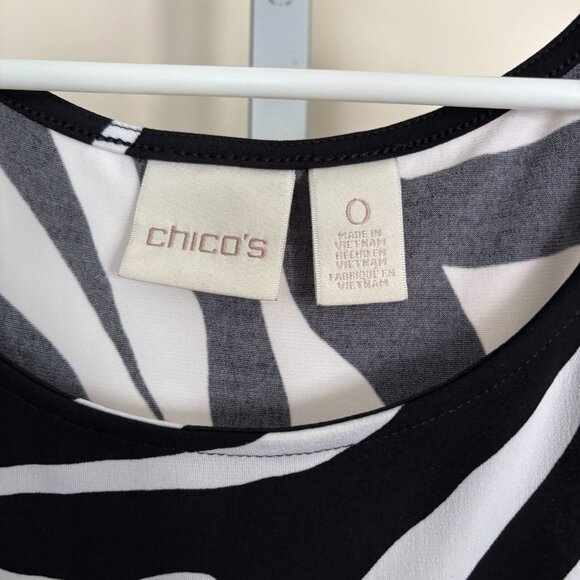 Chicos Size 0 Dress Zebra Print Cold Shoulder Womens Small Black White Brunch - Picture 4 of 9